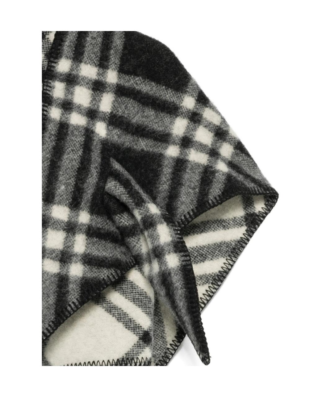 BURBERRY Черный шерстяной шарф, фото 2
