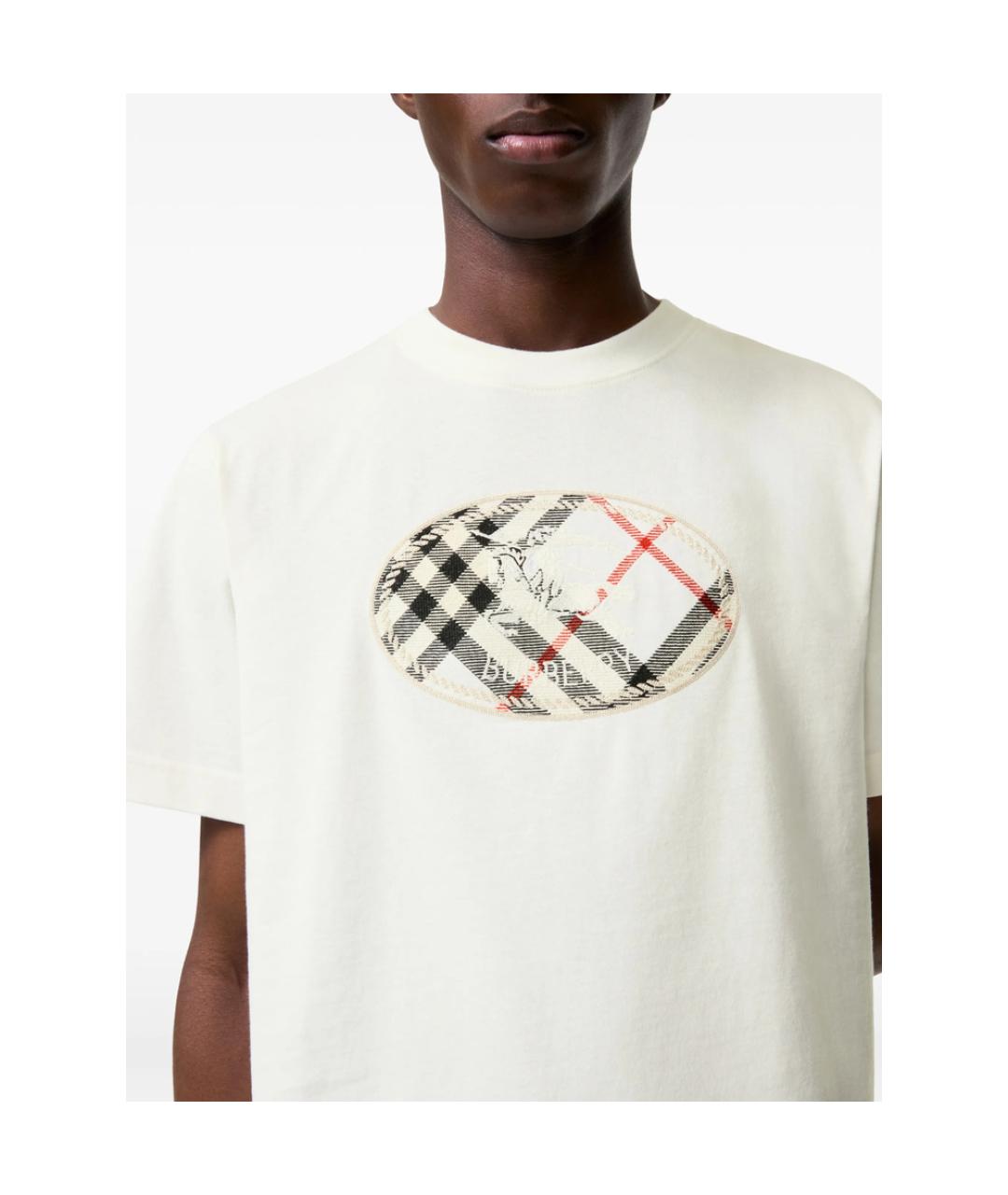 BURBERRY Бежевая хлопковая футболка, фото 4