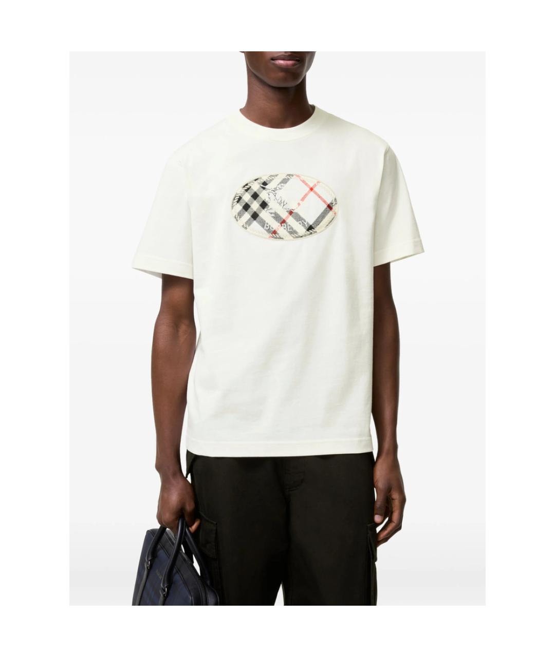 BURBERRY Бежевая хлопковая футболка, фото 2