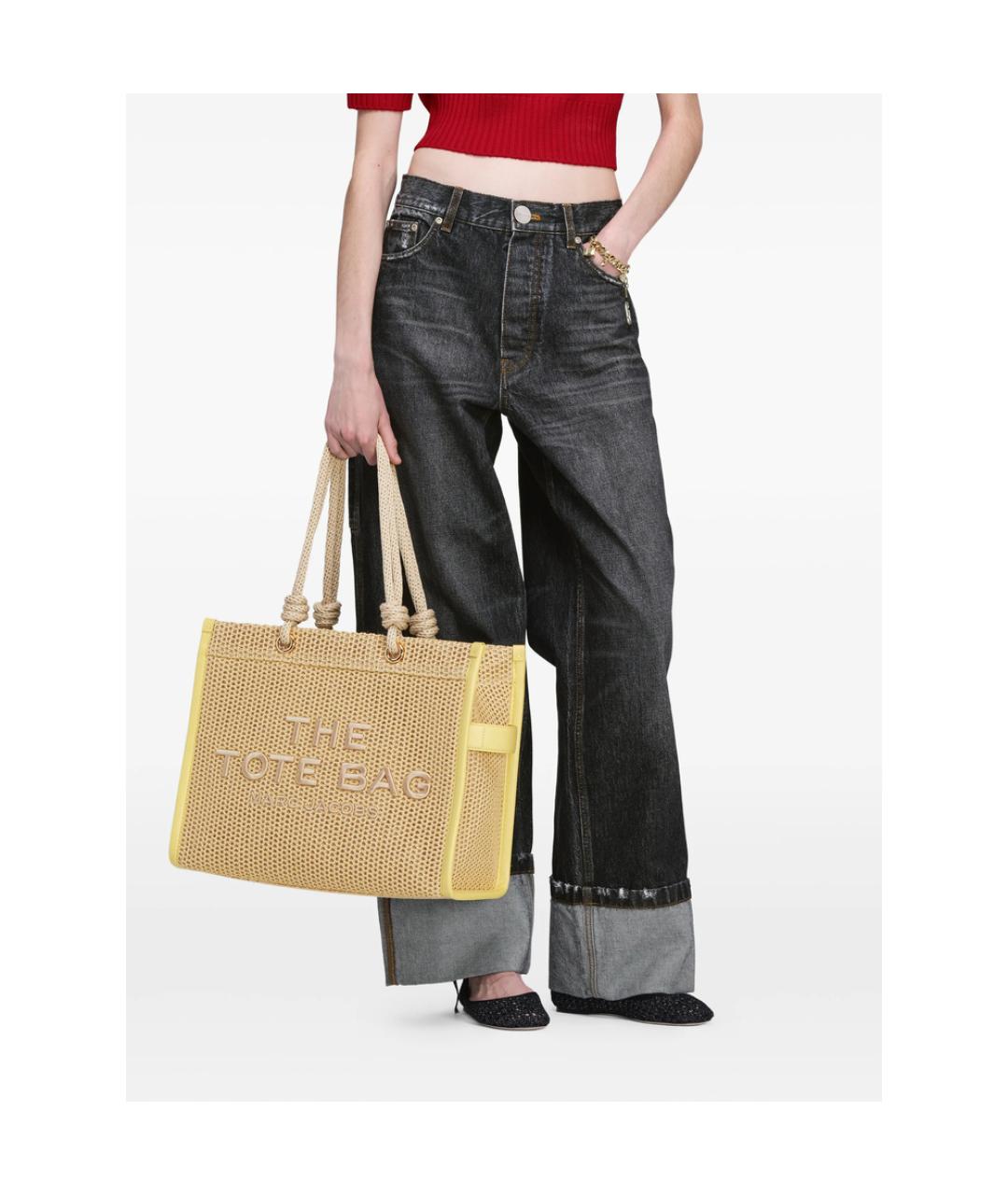 MARC JACOBS Бежевая тканевая сумка тоут, фото 4
