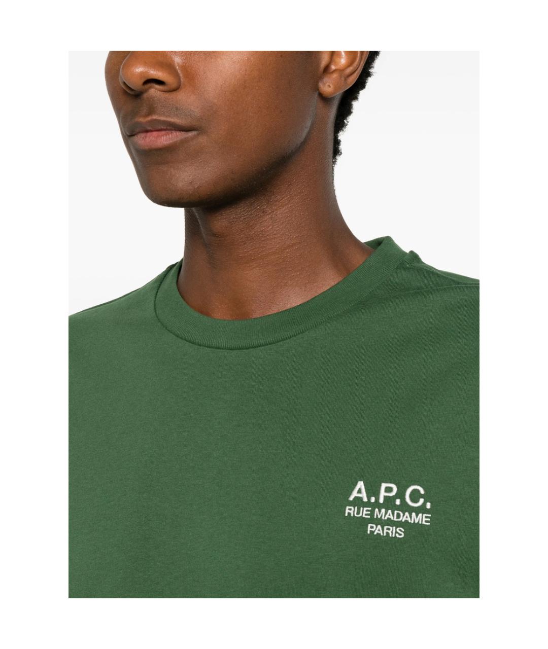 A.P.C. Зеленая хлопковая футболка, фото 2