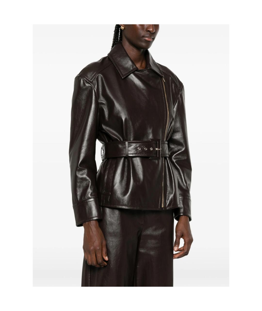 MAX MARA STUDIO Коричневая полиэстеровая куртка, фото 4