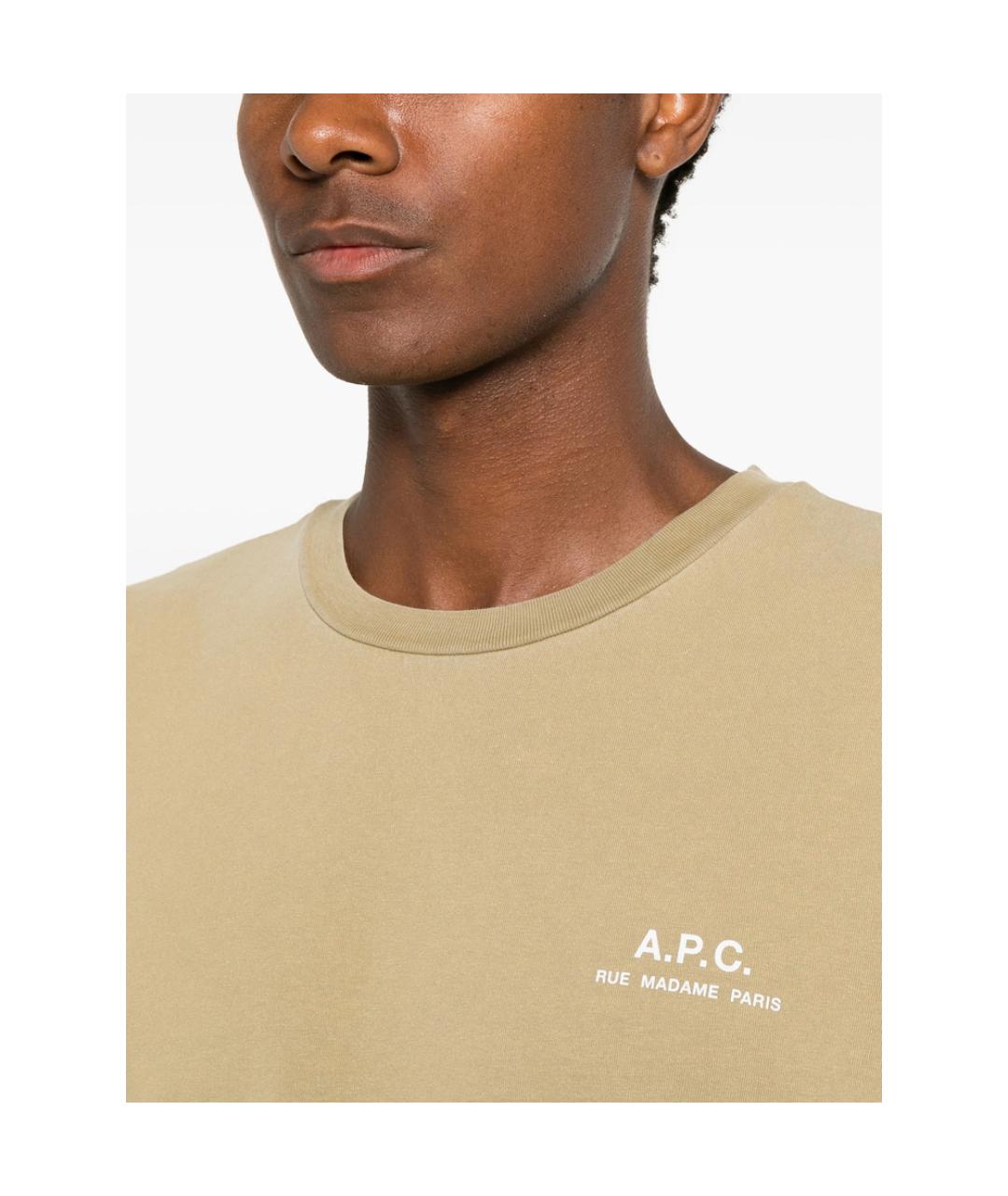 A.P.C. Бежевая хлопковая футболка, фото 2