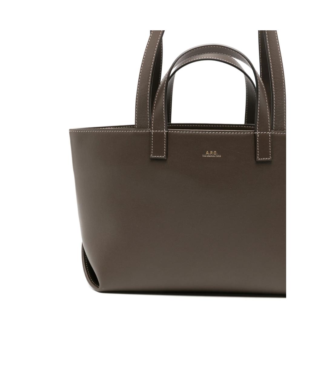 A.P.C. Коричневая кожаная сумка тоут, фото 2