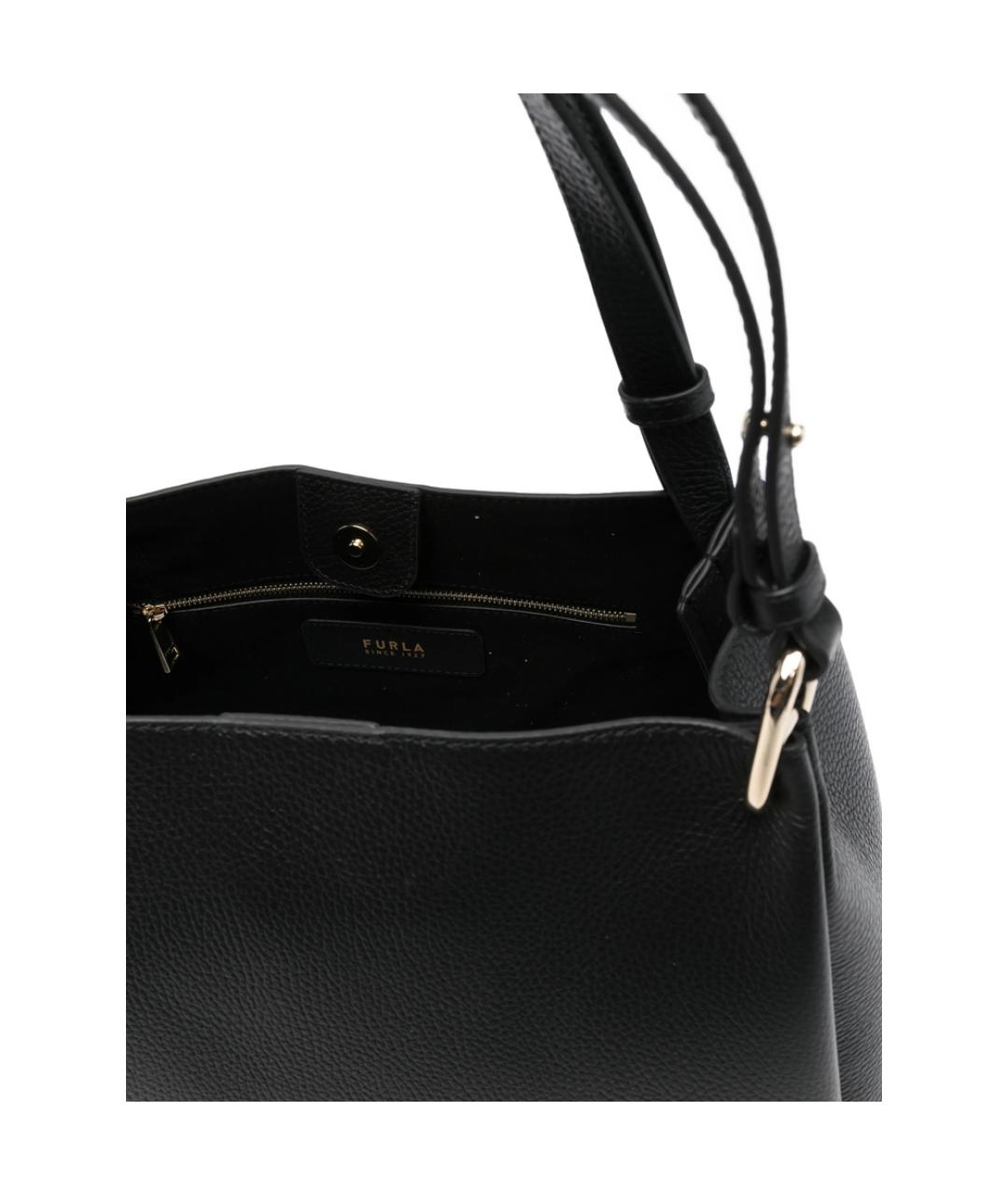 FURLA Черная кожаная сумка тоут, фото 2