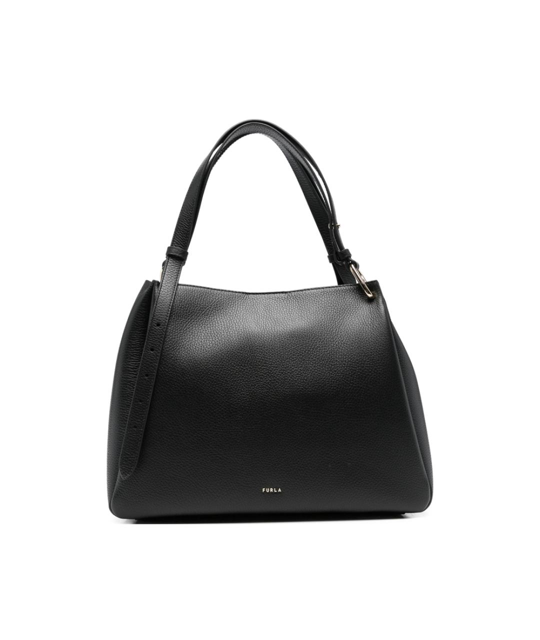 FURLA Черная кожаная сумка тоут, фото 1