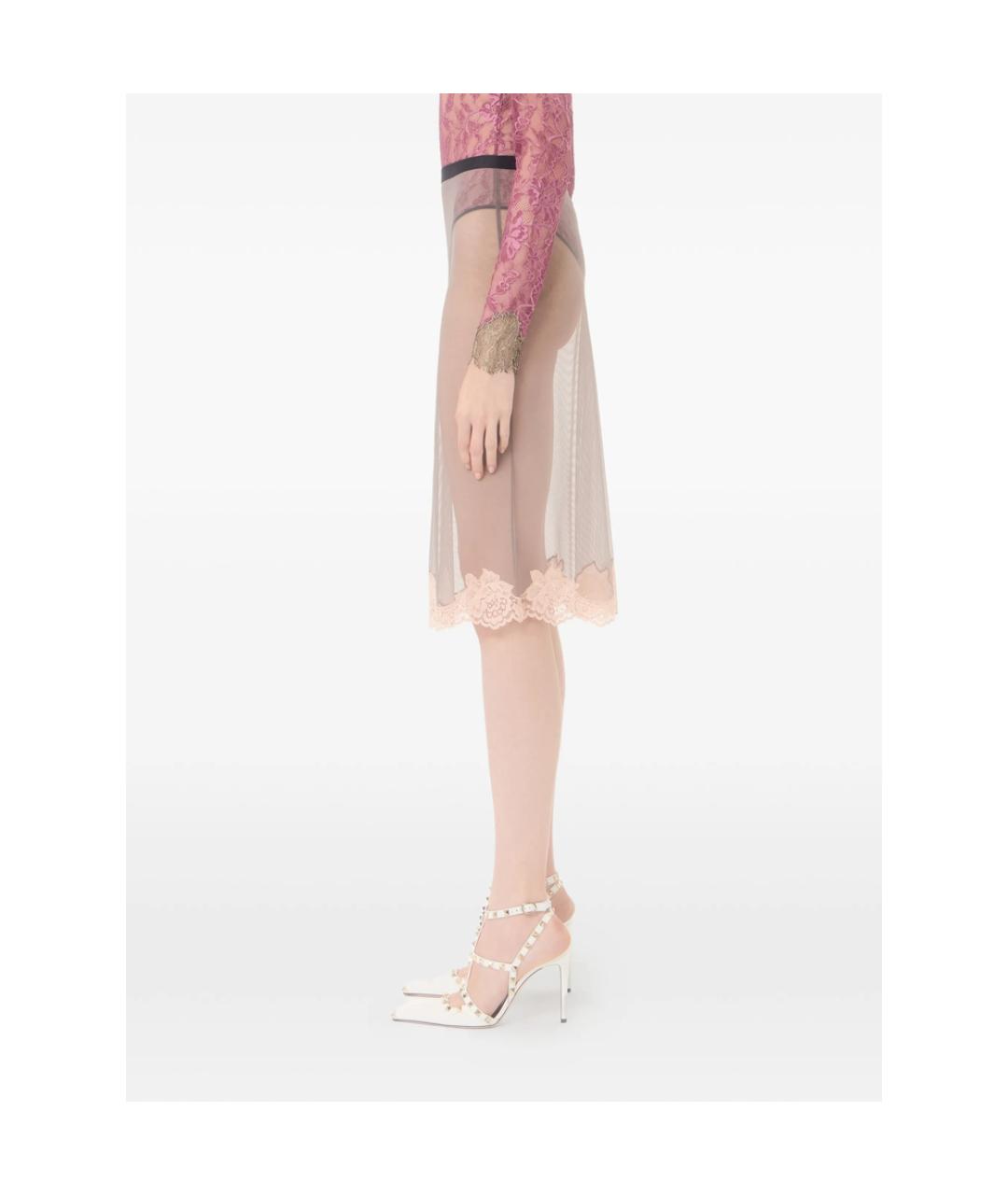 VALENTINO Бежевая полиамидовая юбка миди, фото 6
