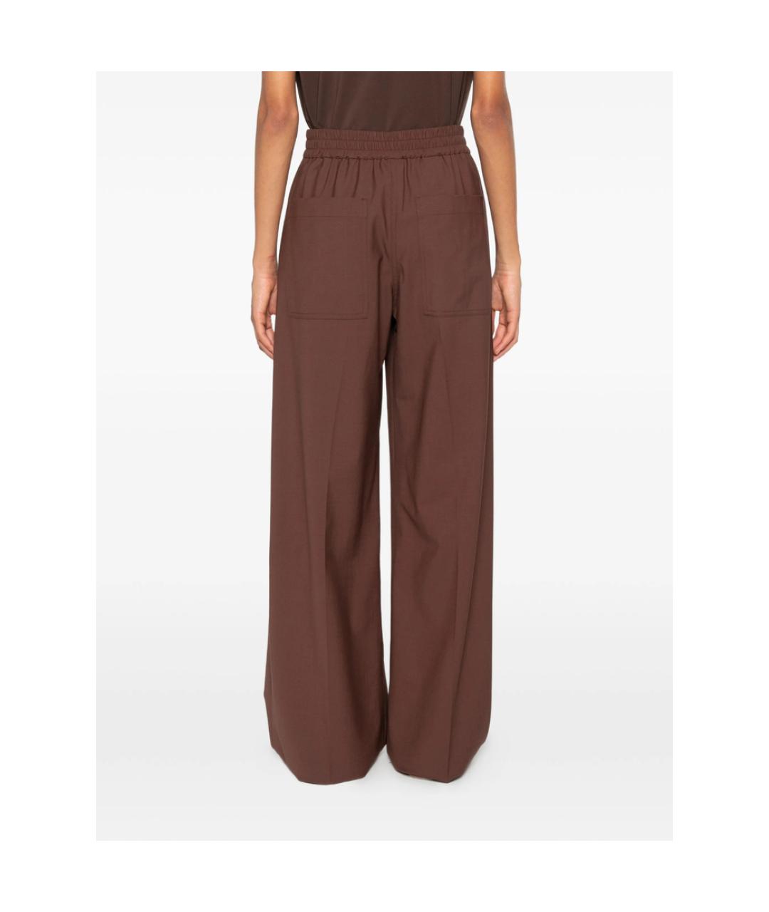 BRUNELLO CUCINELLI Коричневые шерстяные брюки широкие, фото 4