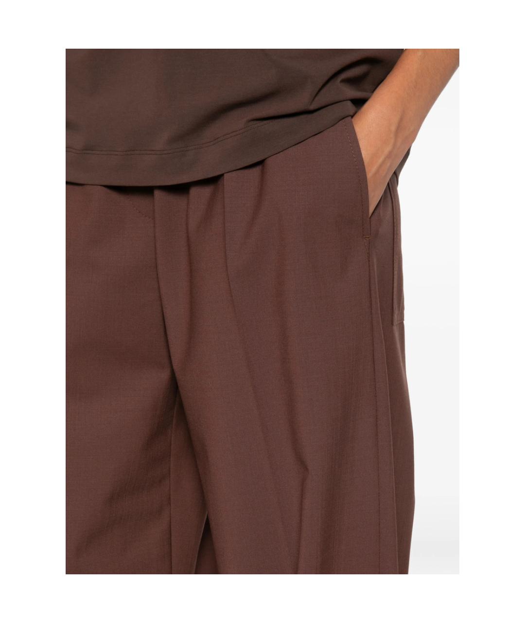BRUNELLO CUCINELLI Коричневые шерстяные брюки широкие, фото 2