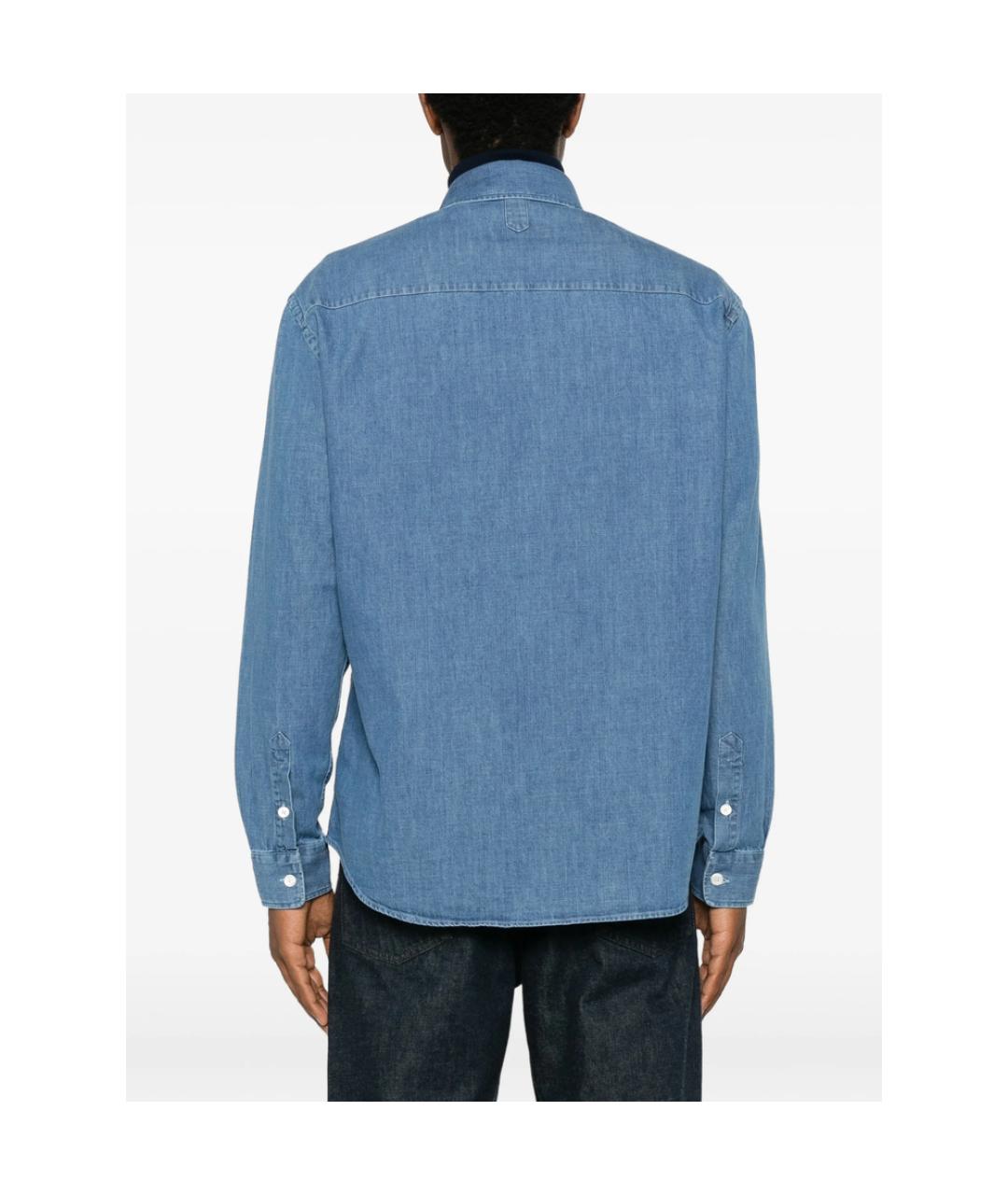 CANALI Синяя хлопковая кэжуал рубашка, фото 5