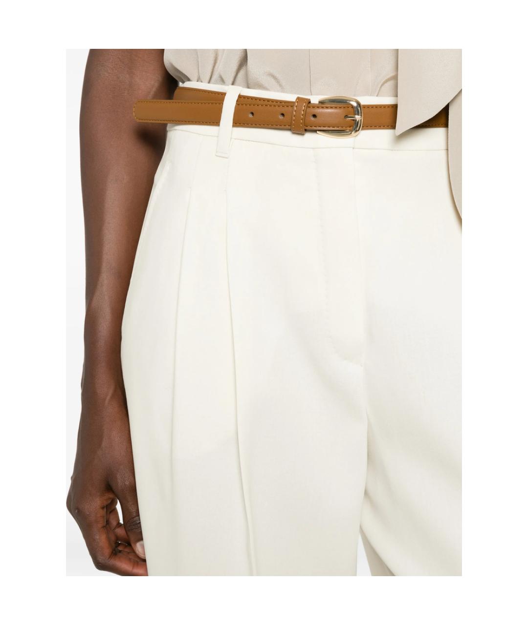 MAX MARA STUDIO Белые хлопковые прямые брюки, фото 5