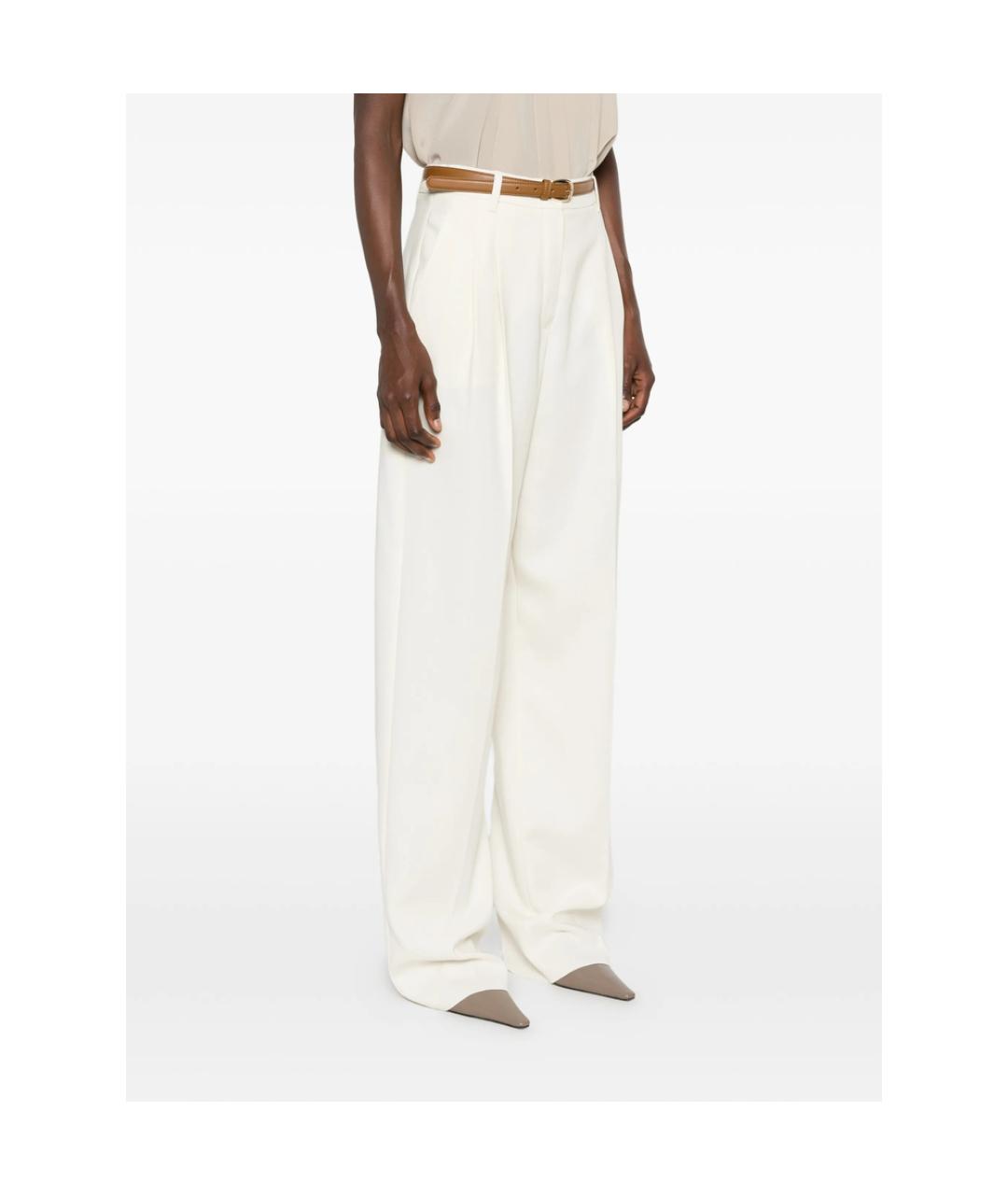 MAX MARA STUDIO Белые хлопковые прямые брюки, фото 3