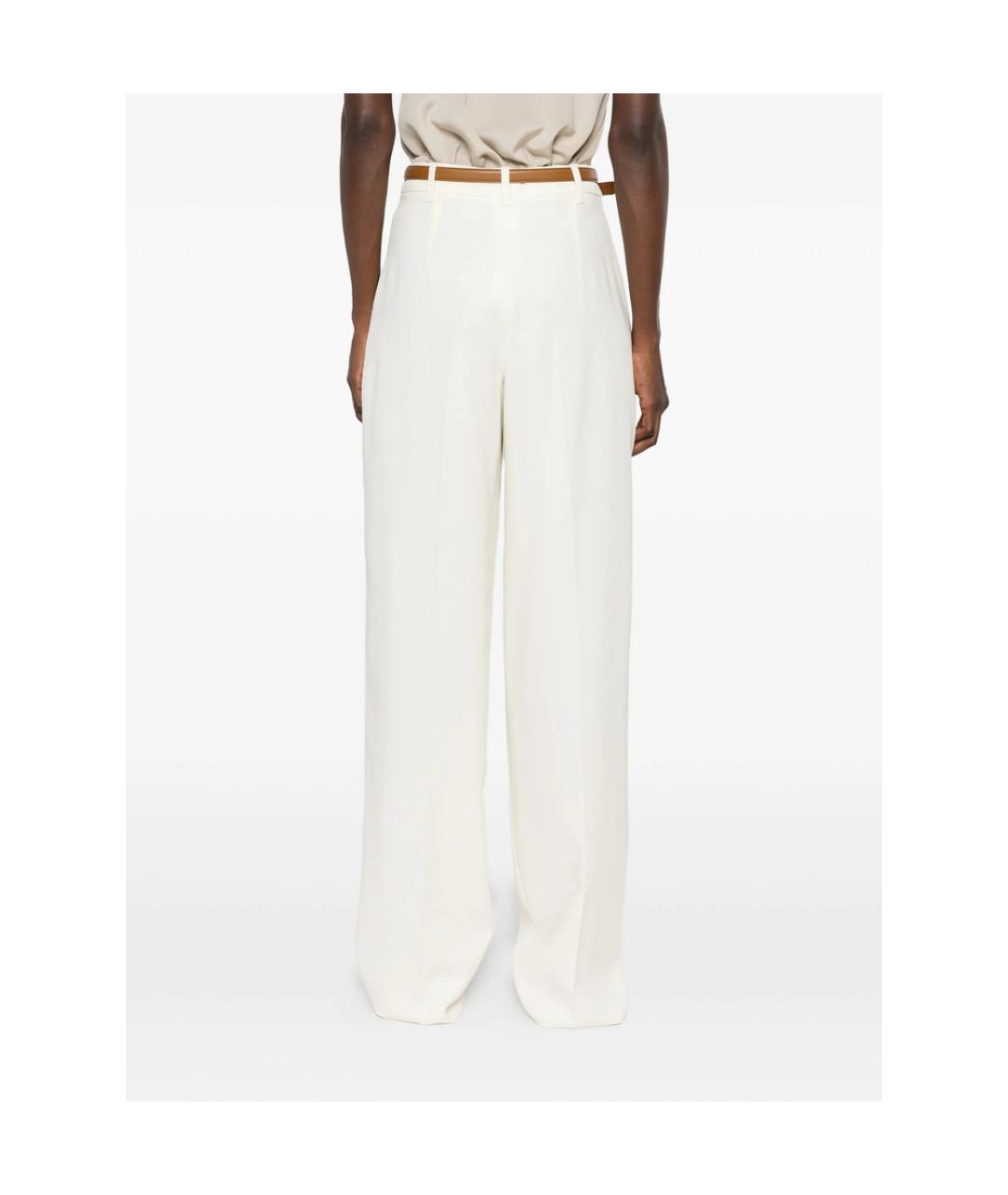 MAX MARA STUDIO Белые хлопковые прямые брюки, фото 4
