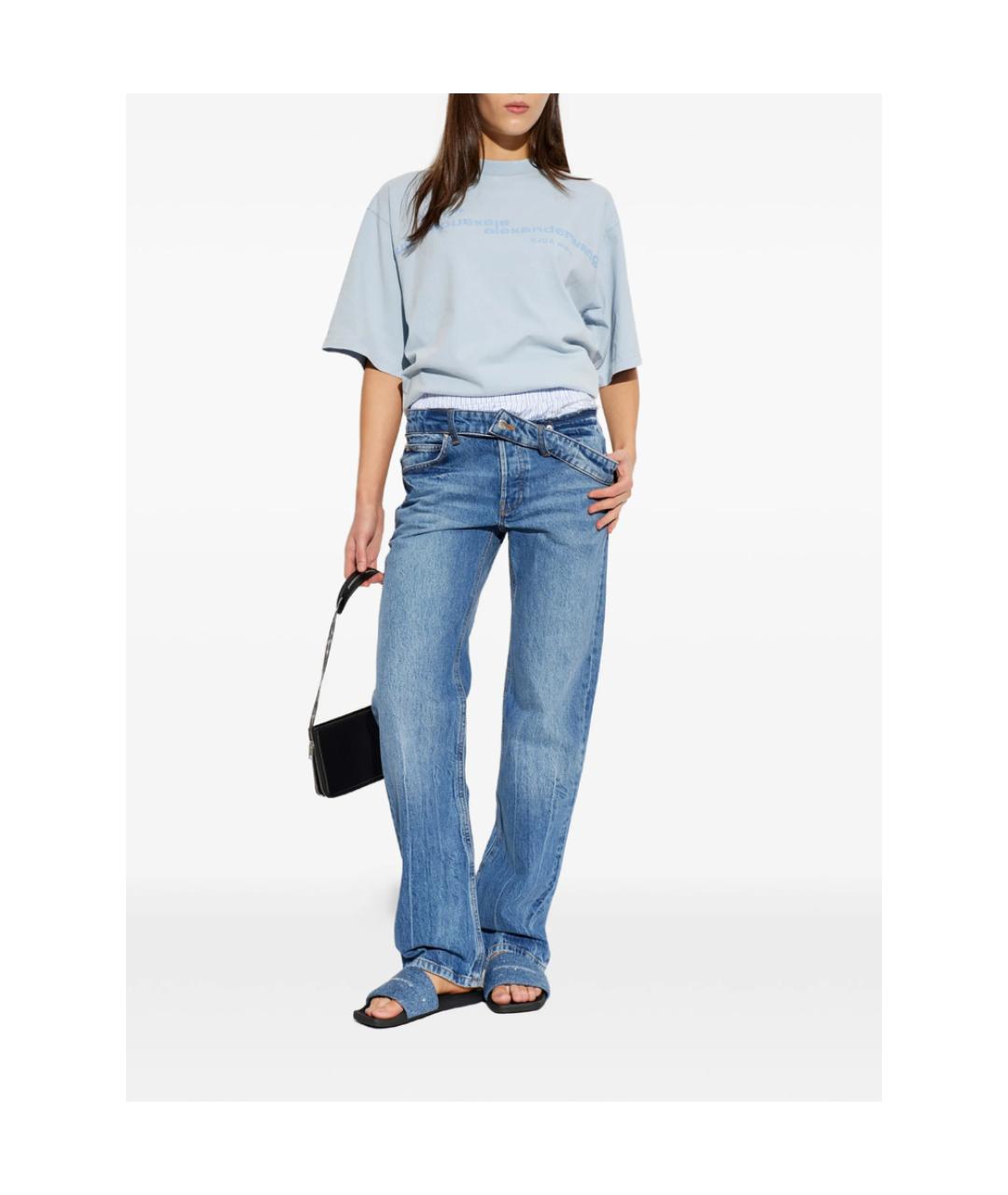 ALEXANDER WANG Синие хлопковые прямые джинсы, фото 4