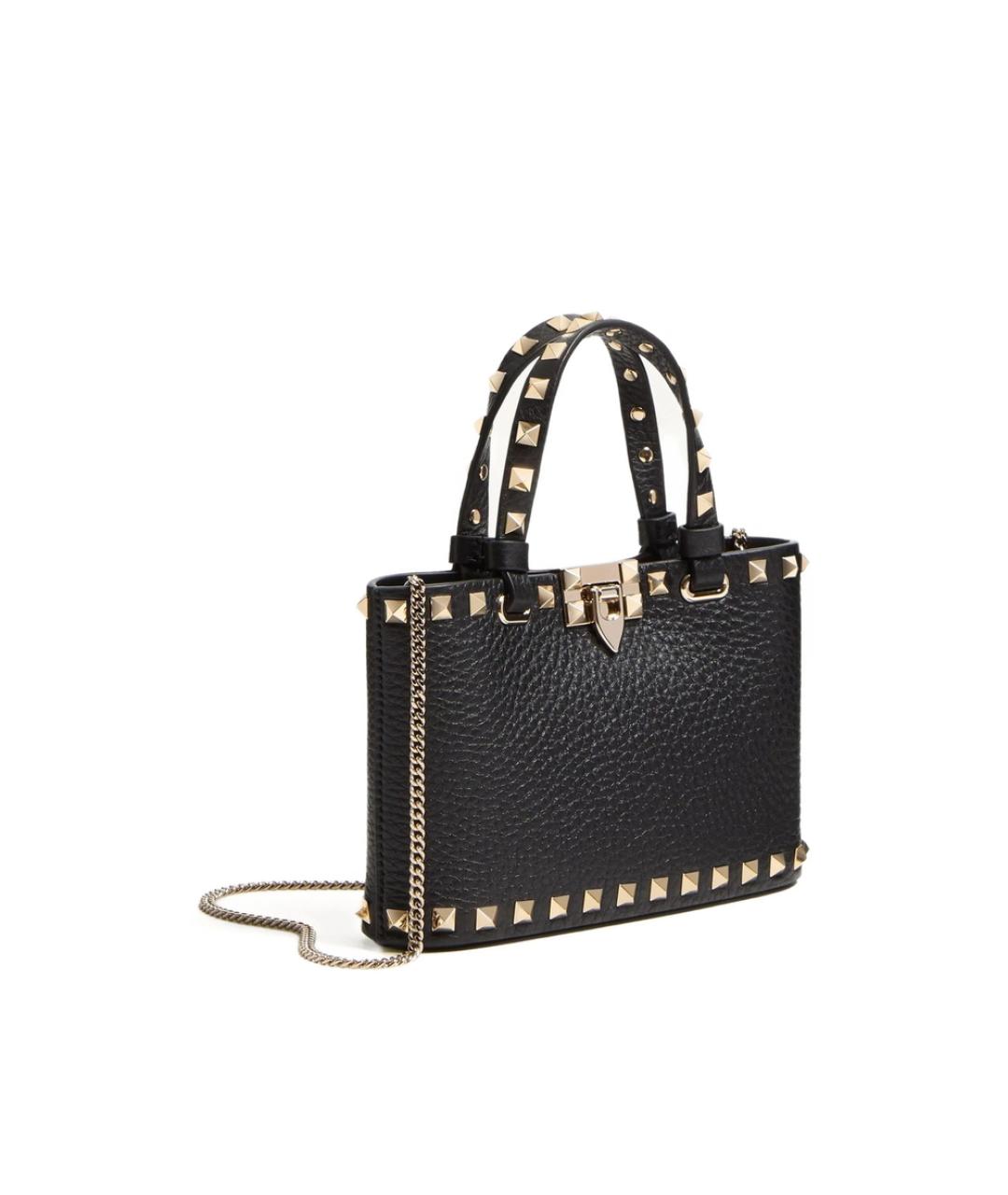 VALENTINO Черная кожаная сумка тоут, фото 3
