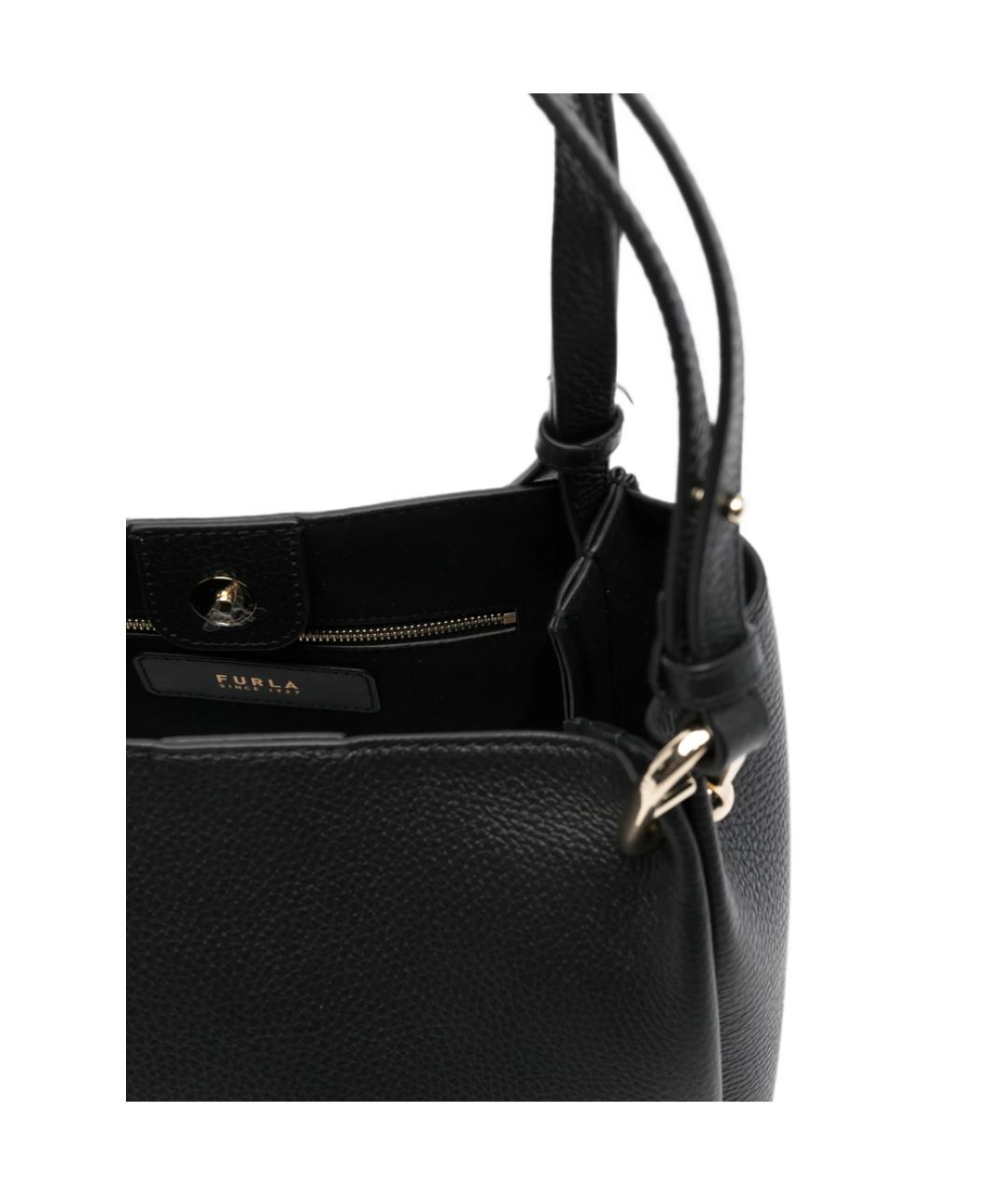 FURLA Черная кожаная сумка тоут, фото 2