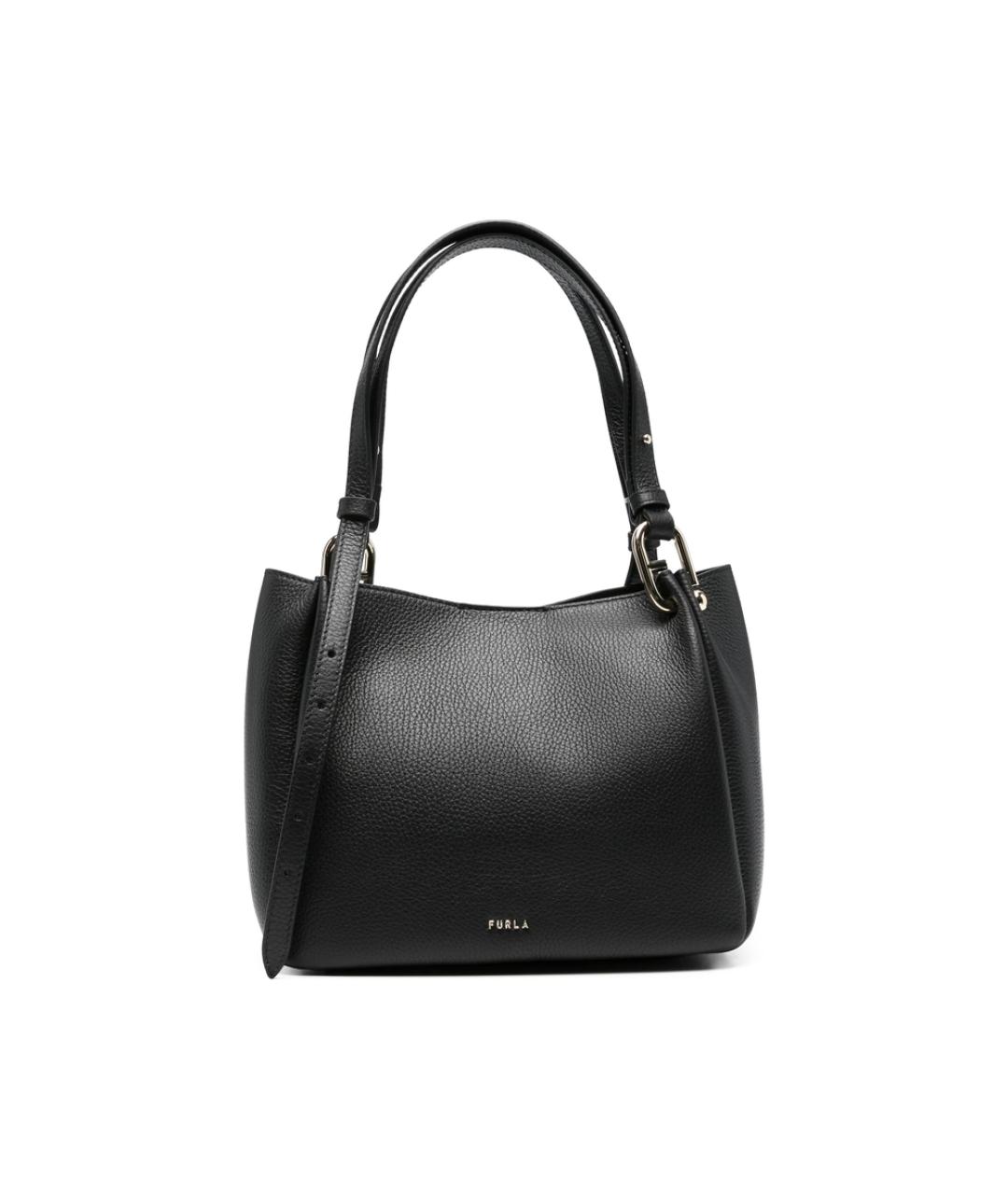 FURLA Черная кожаная сумка тоут, фото 1