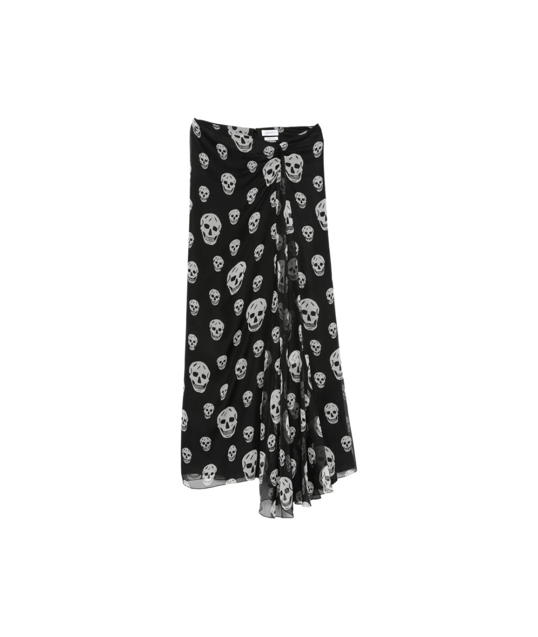ALEXANDER MCQUEEN Черная шелковая юбка макси, фото 1
