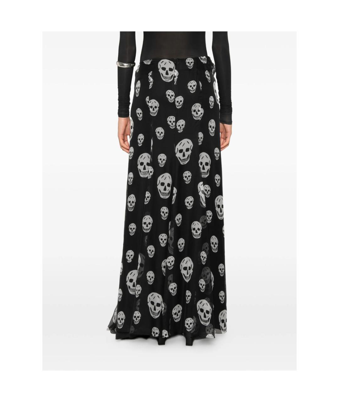 ALEXANDER MCQUEEN Черная шелковая юбка макси, фото 2