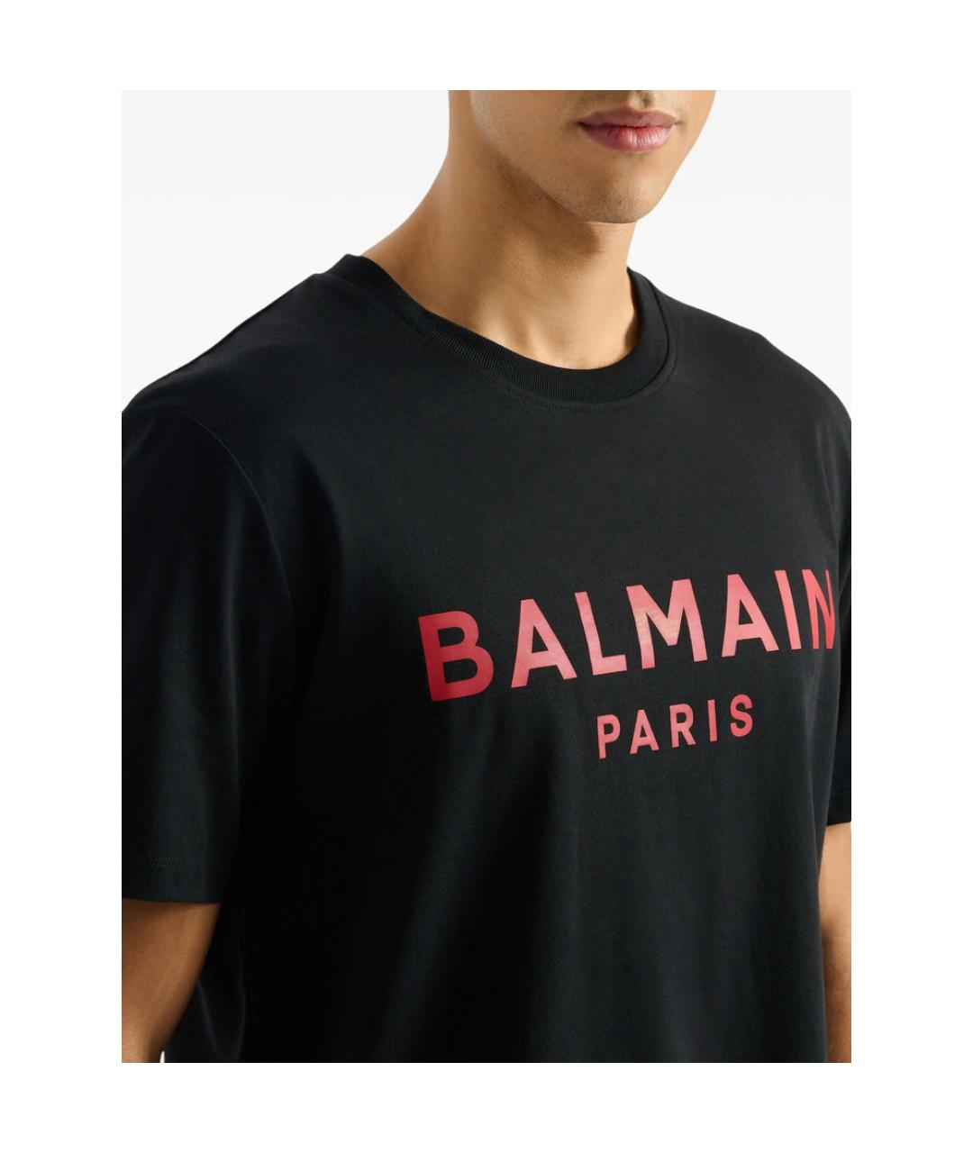 BALMAIN Черная хлопковая футболка, фото 5