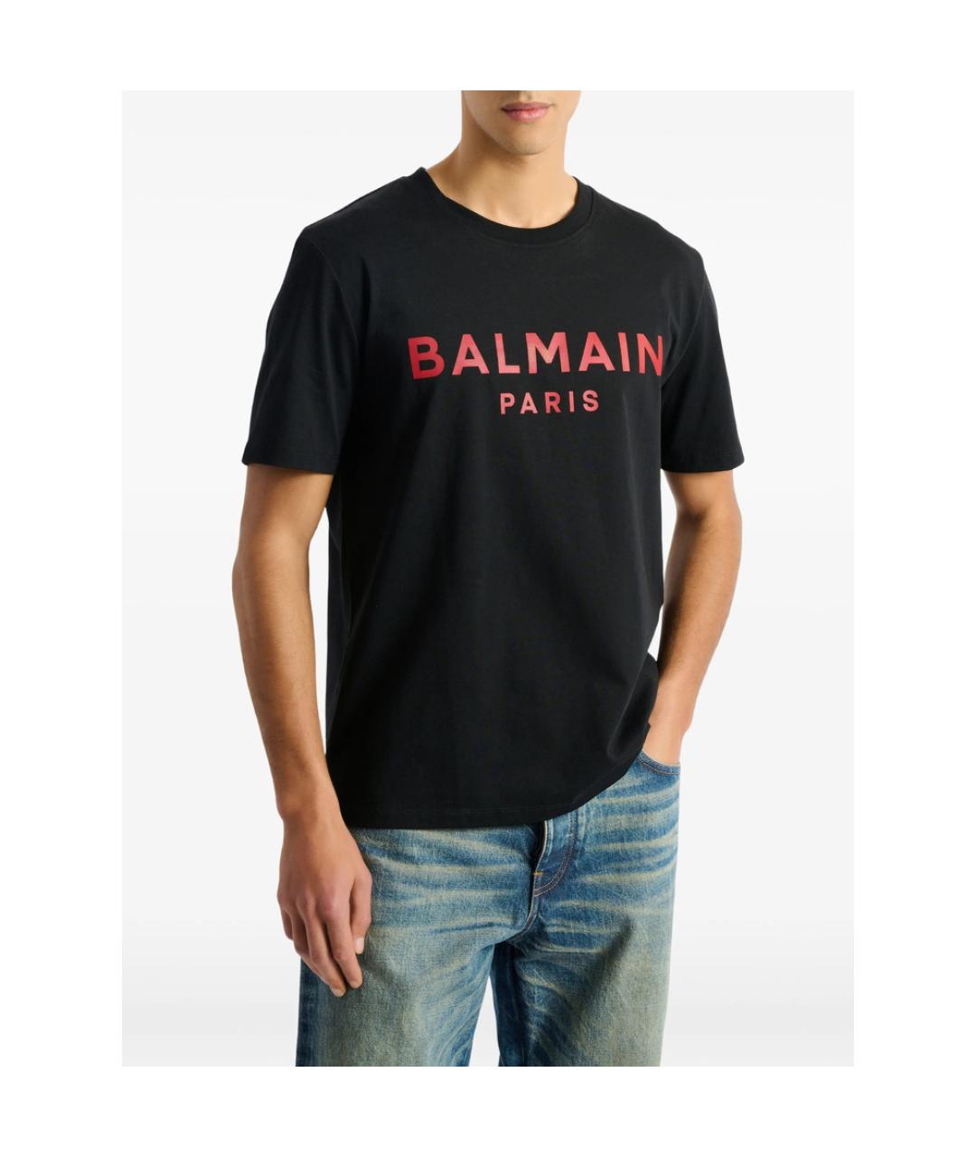 BALMAIN Черная хлопковая футболка, фото 4