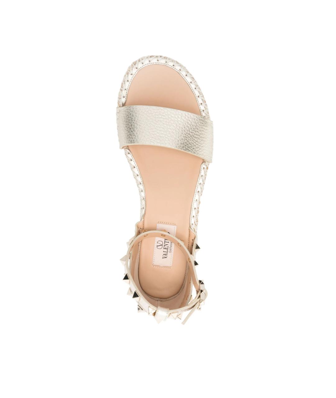 VALENTINO Золотые кожаные босоножки, фото 2