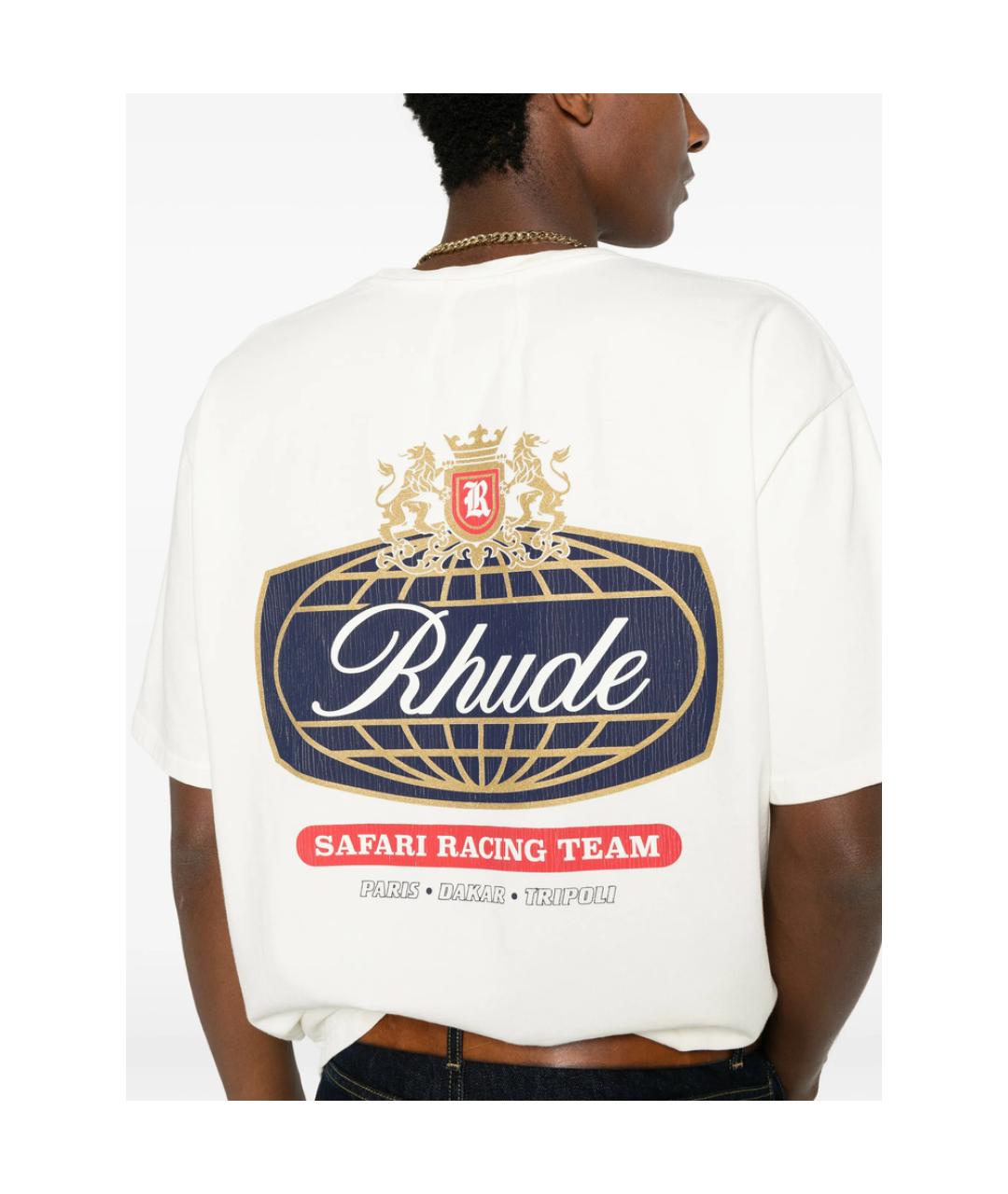 RHUDE Белая хлопковая футболка, фото 4