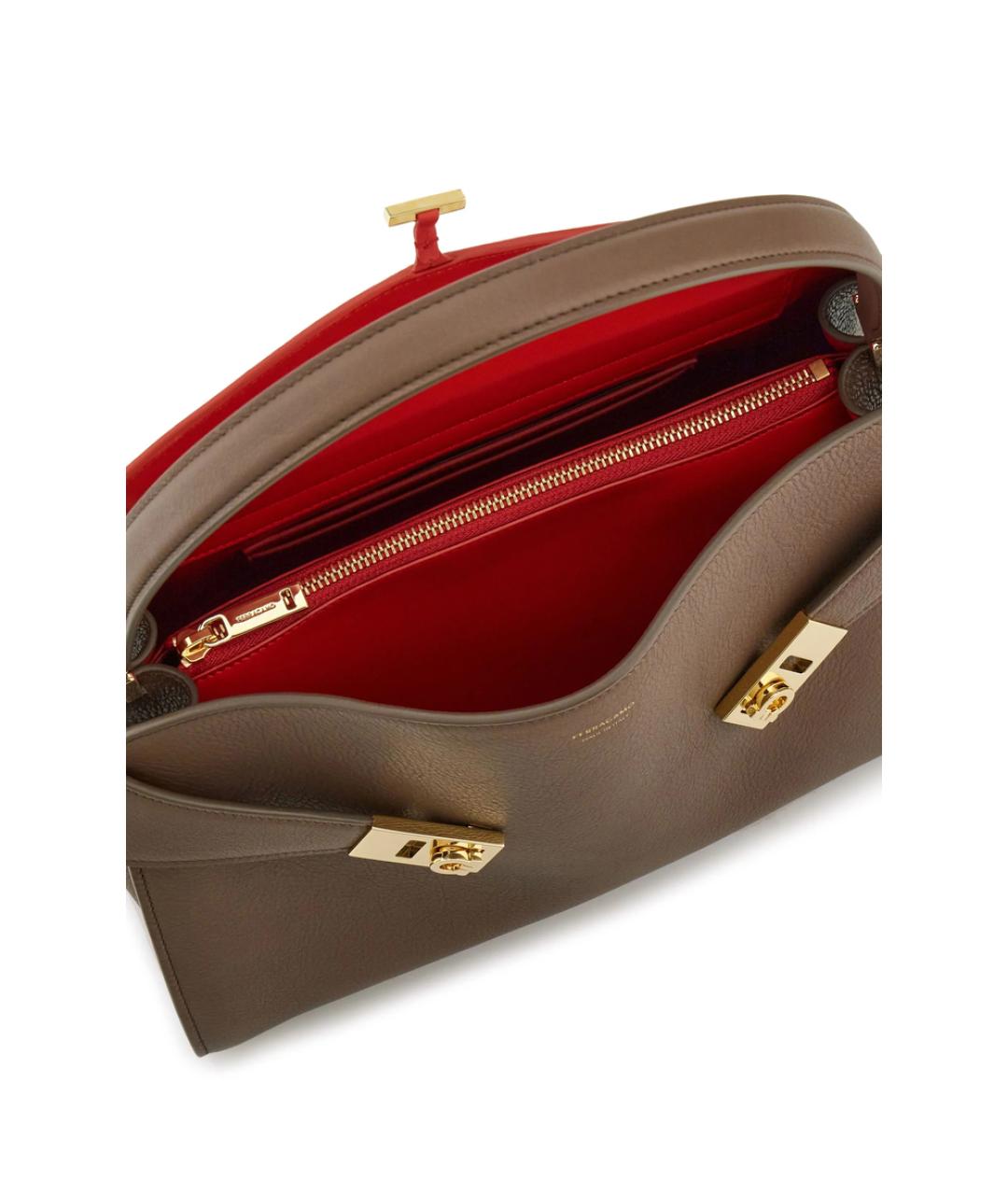 FERRAGAMO Коричневая кожаная сумка тоут, фото 5