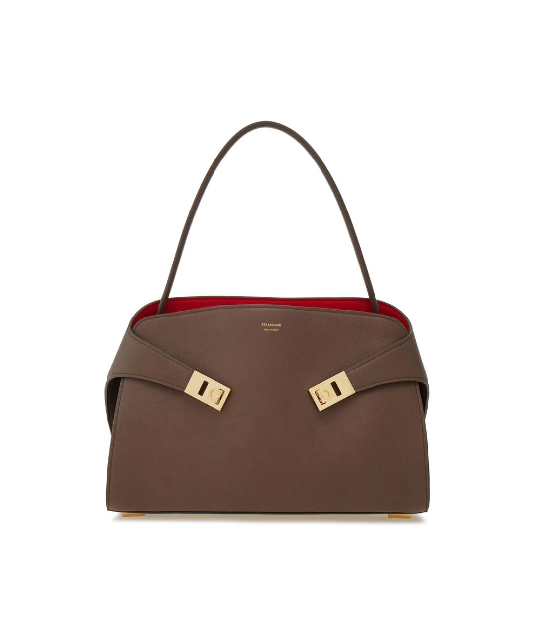 FERRAGAMO Коричневая кожаная сумка тоут, фото 1