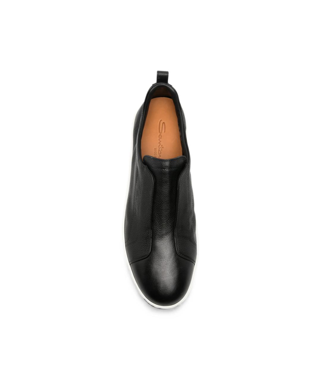 SANTONI Черные кожаные слипоны, фото 3