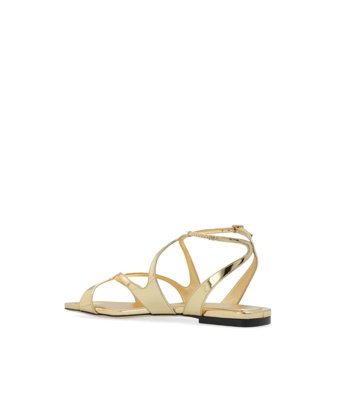 JIMMY CHOO Золотые кожаные босоножки, фото 6
