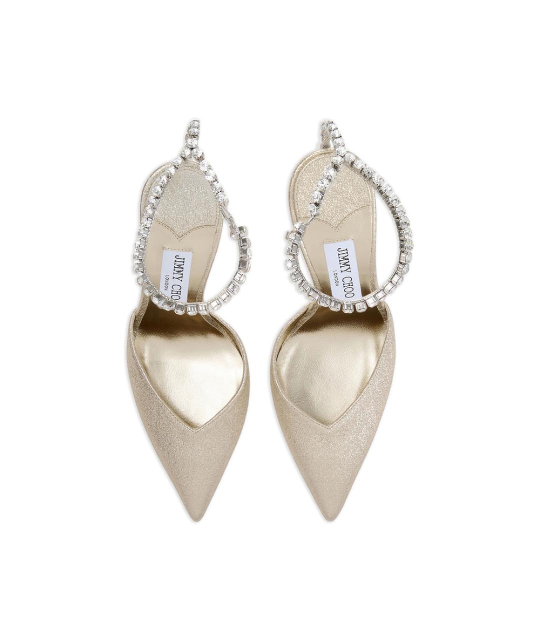 JIMMY CHOO Золотые кожаные туфли, фото 4
