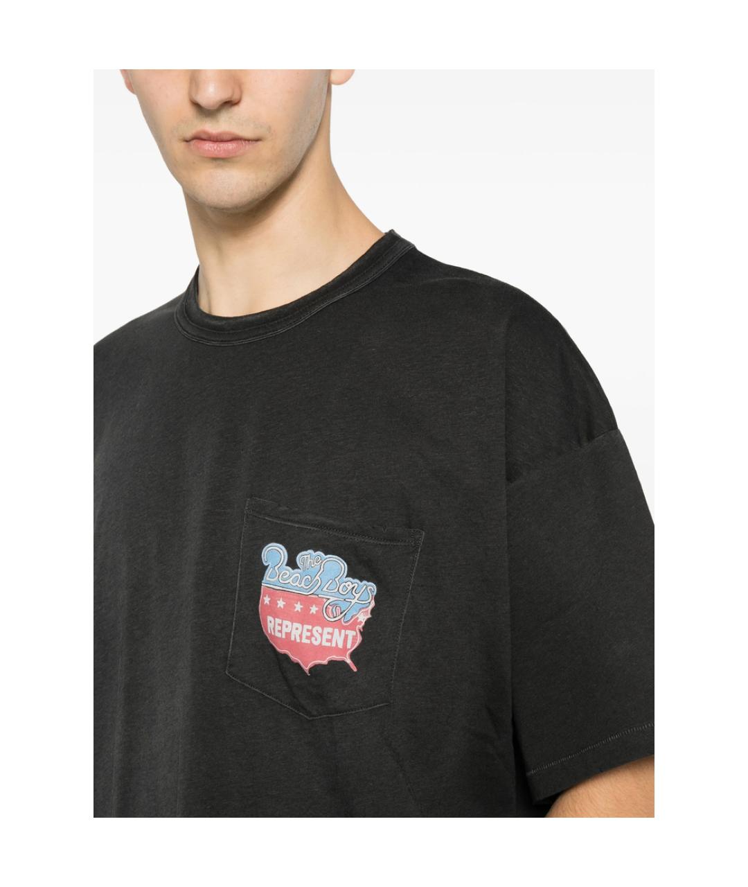 REPRESENT Черная хлопковая футболка, фото 2