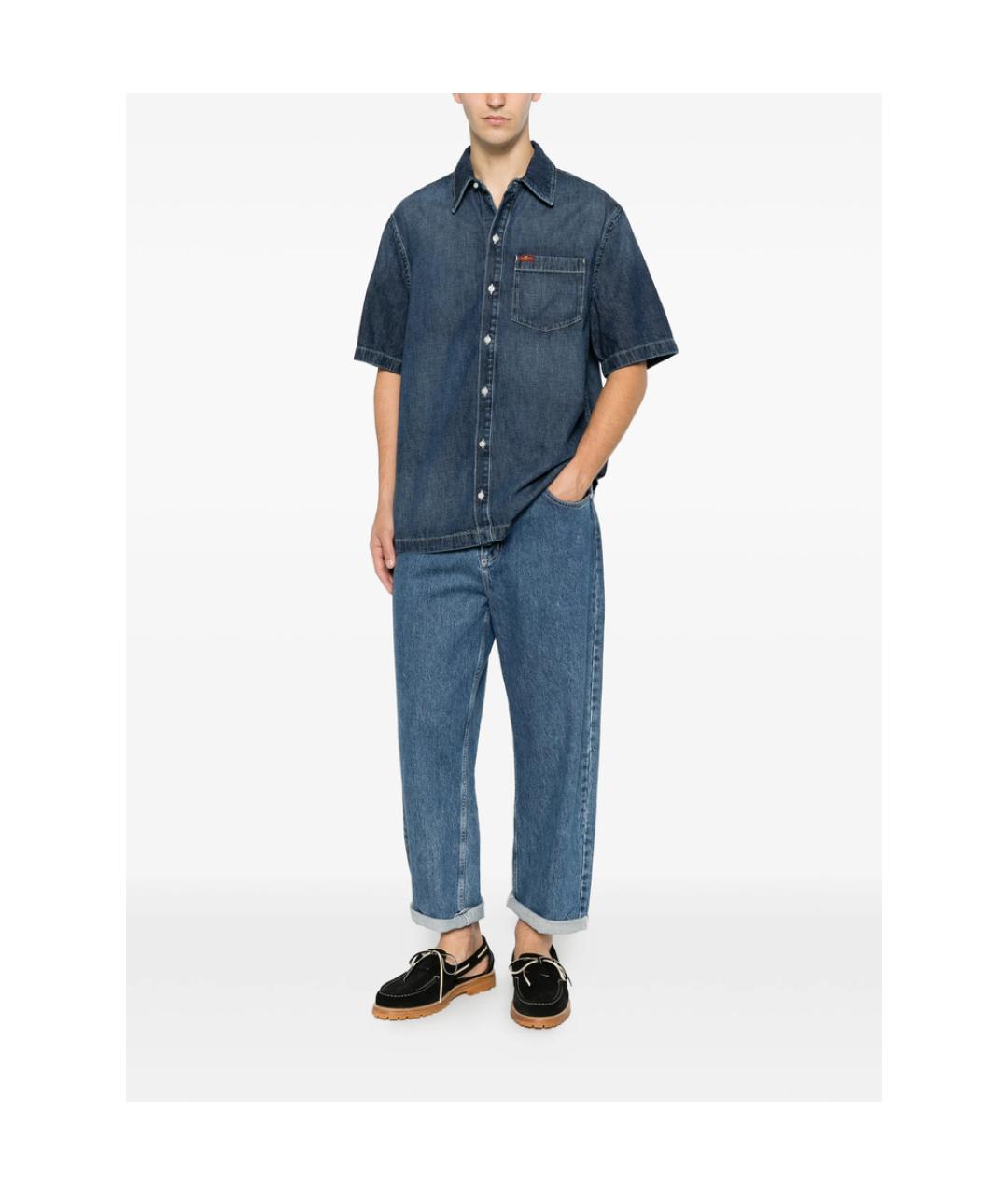 7 FOR ALL MANKIND Синяя хлопковая кэжуал рубашка, фото 3