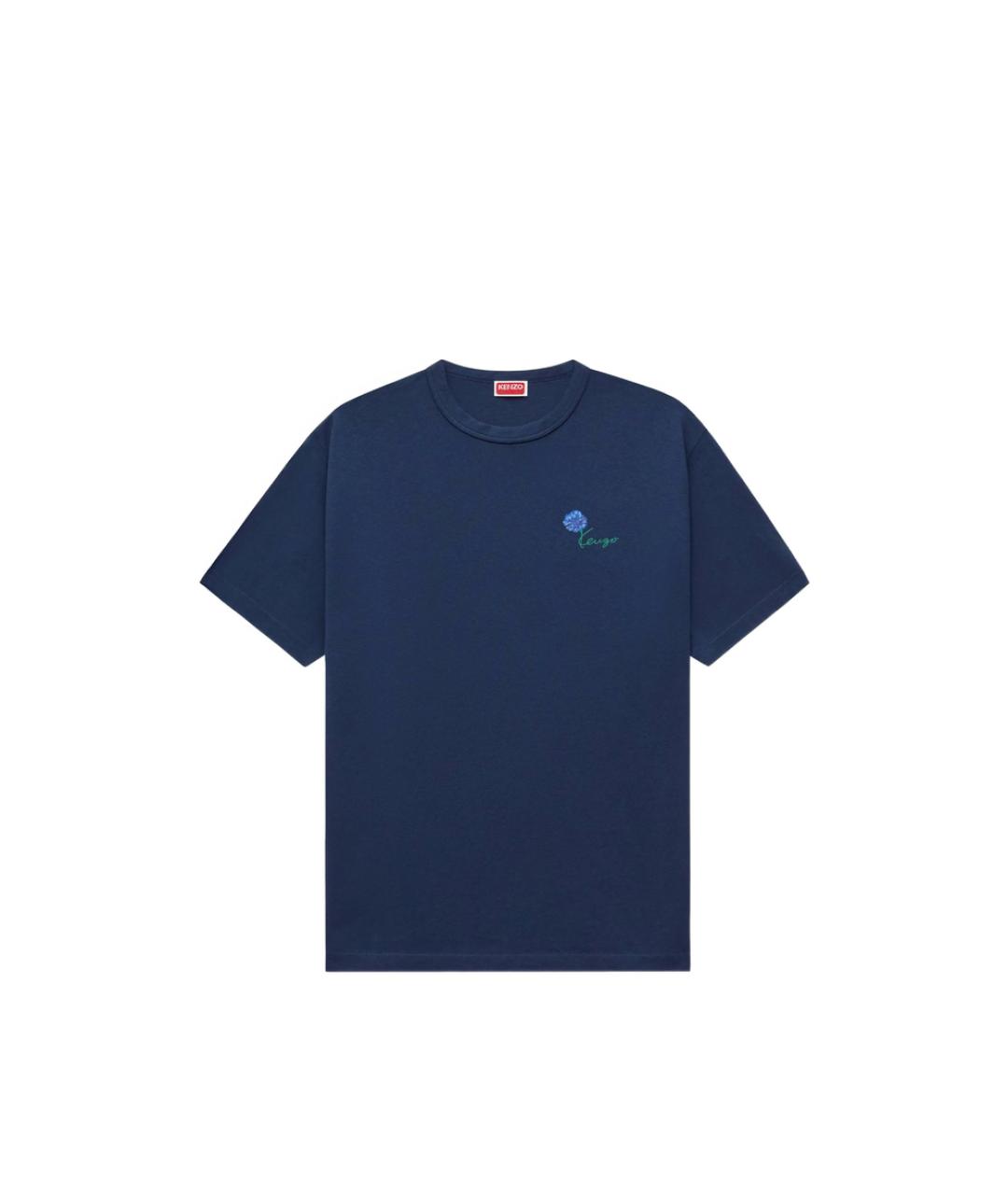 KENZO Синяя хлопковая футболка, фото 1