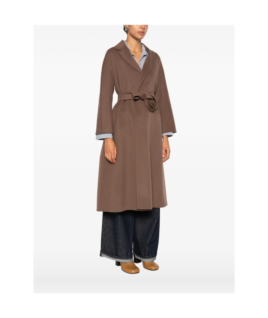 'S MAX MARA Коричневое шерстяное пальто, фото 4