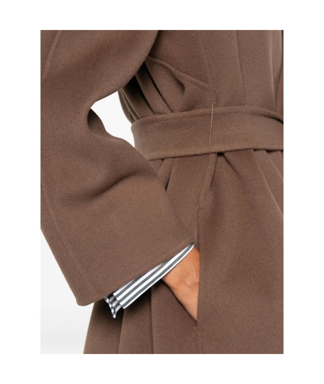 'S MAX MARA Коричневое шерстяное пальто, фото 3