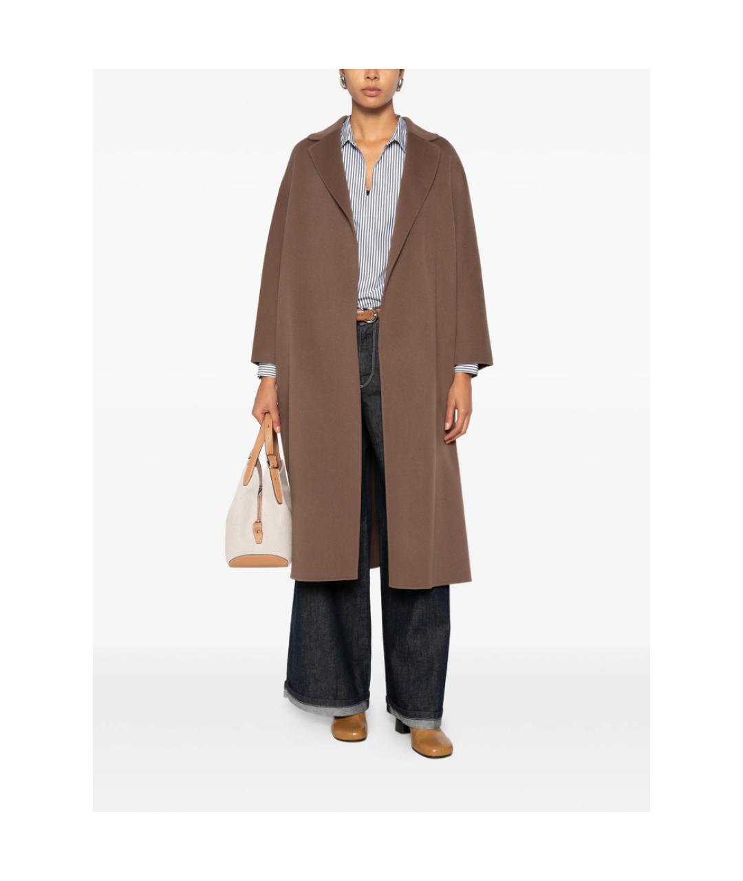 'S MAX MARA Коричневое шерстяное пальто, фото 2