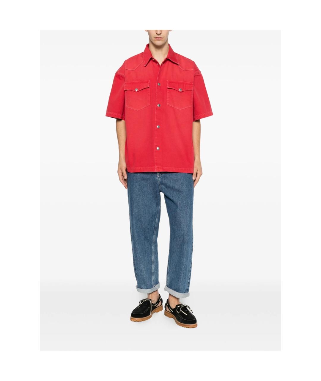 7 FOR ALL MANKIND Красная хлопковая кэжуал рубашка, фото 2