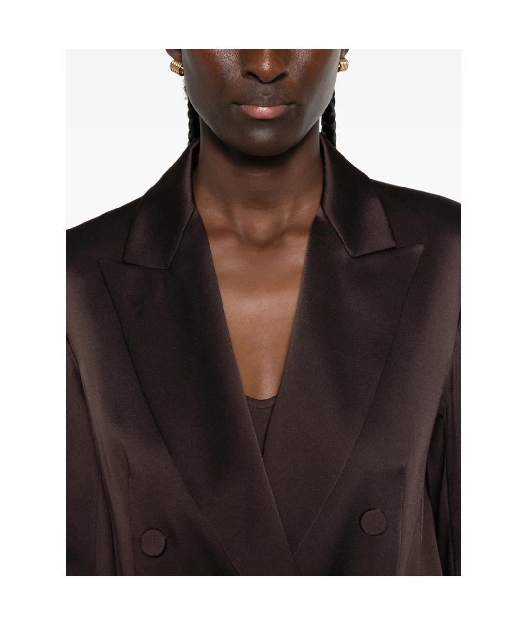 MAX MARA STUDIO Коричневый полиэстеровый жакет/пиджак, фото 3