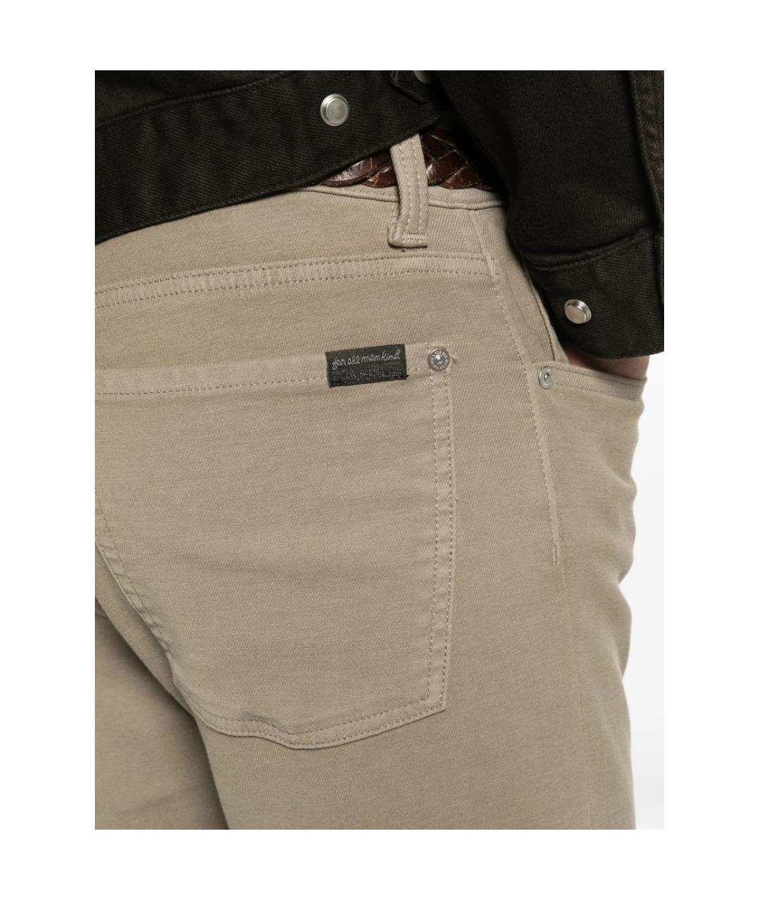7 FOR ALL MANKIND Бежевые хлопковые прямые джинсы, фото 3