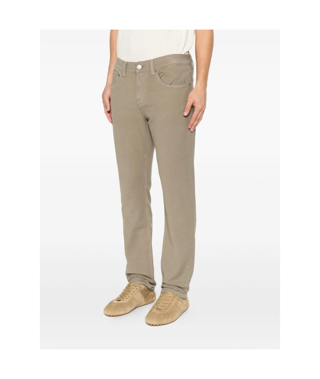 7 FOR ALL MANKIND Бежевые хлопковые прямые джинсы, фото 5