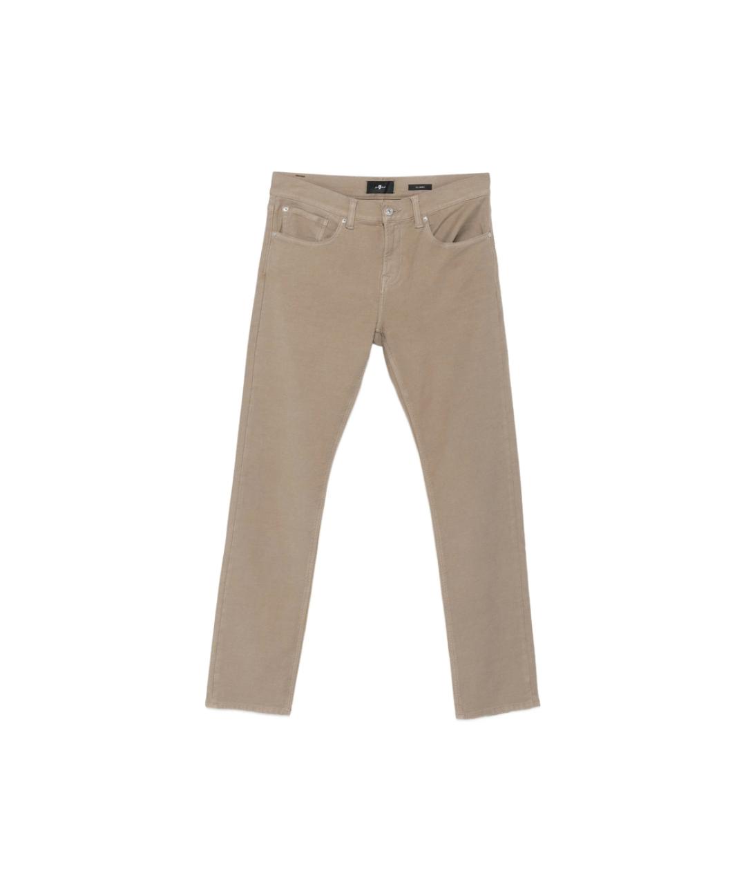7 FOR ALL MANKIND Бежевые хлопковые прямые джинсы, фото 1