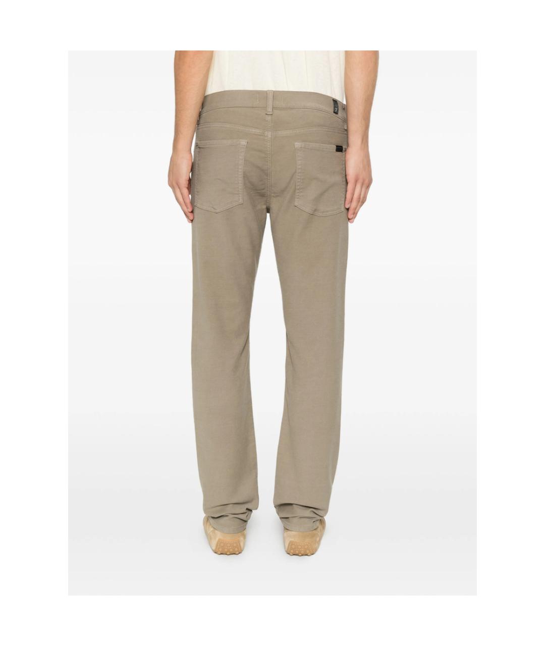 7 FOR ALL MANKIND Бежевые хлопковые прямые джинсы, фото 4