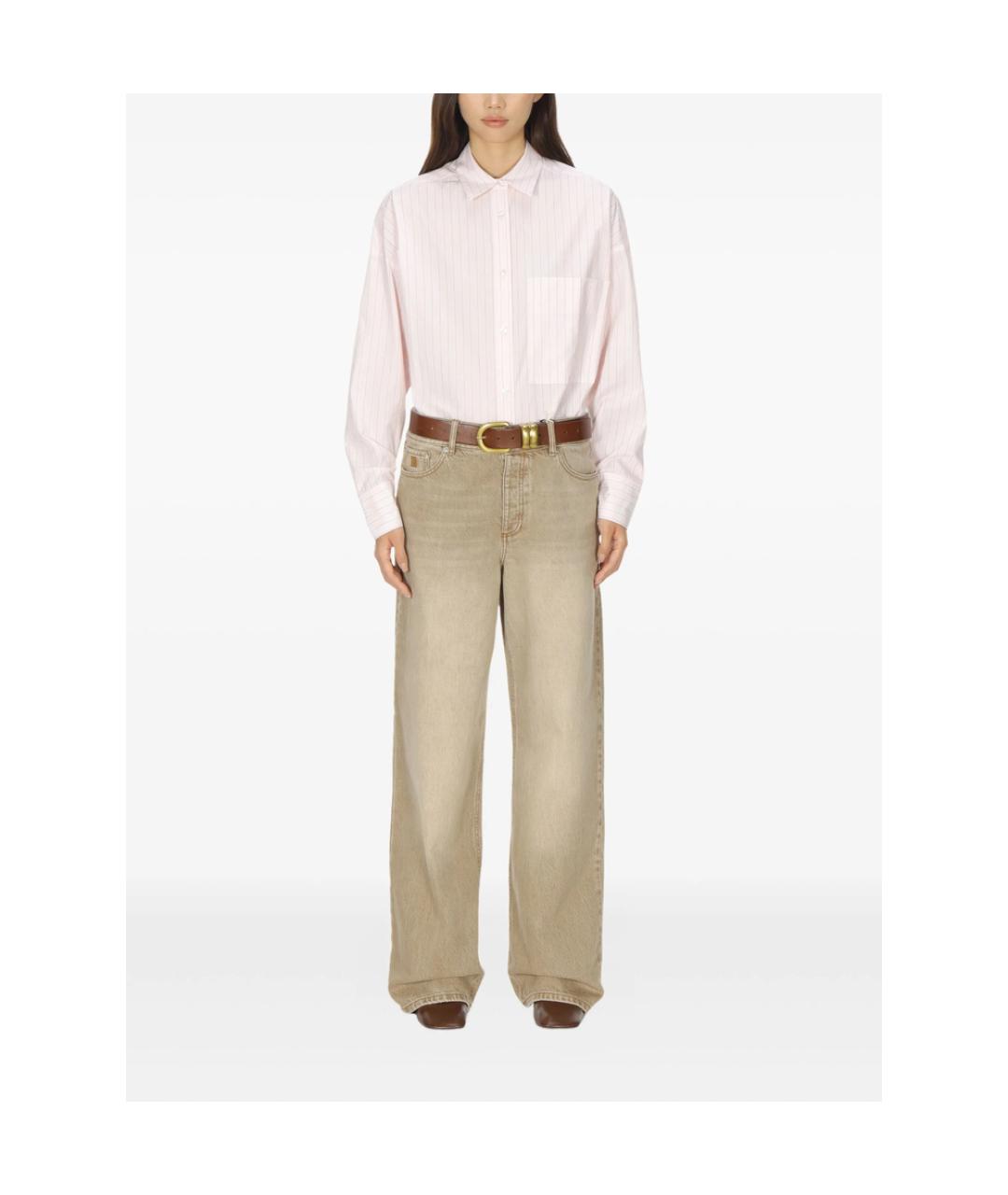 BY MALENE BIRGER Бежевые хлопковые прямые джинсы, фото 4