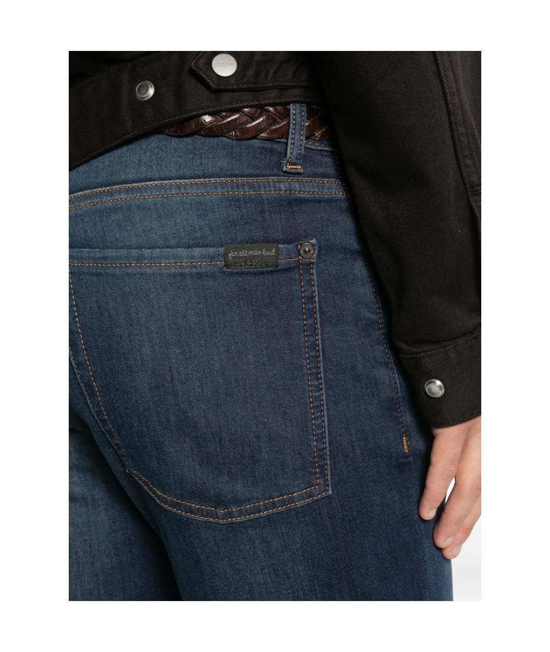 7 FOR ALL MANKIND Синие хлопковые прямые джинсы, фото 3