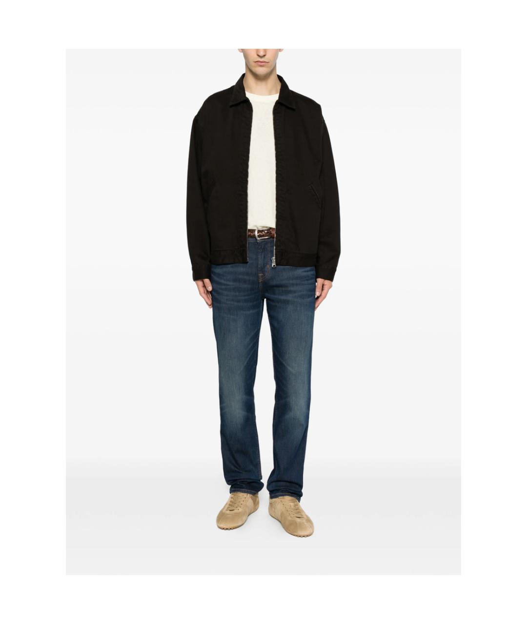 7 FOR ALL MANKIND Синие хлопковые прямые джинсы, фото 5