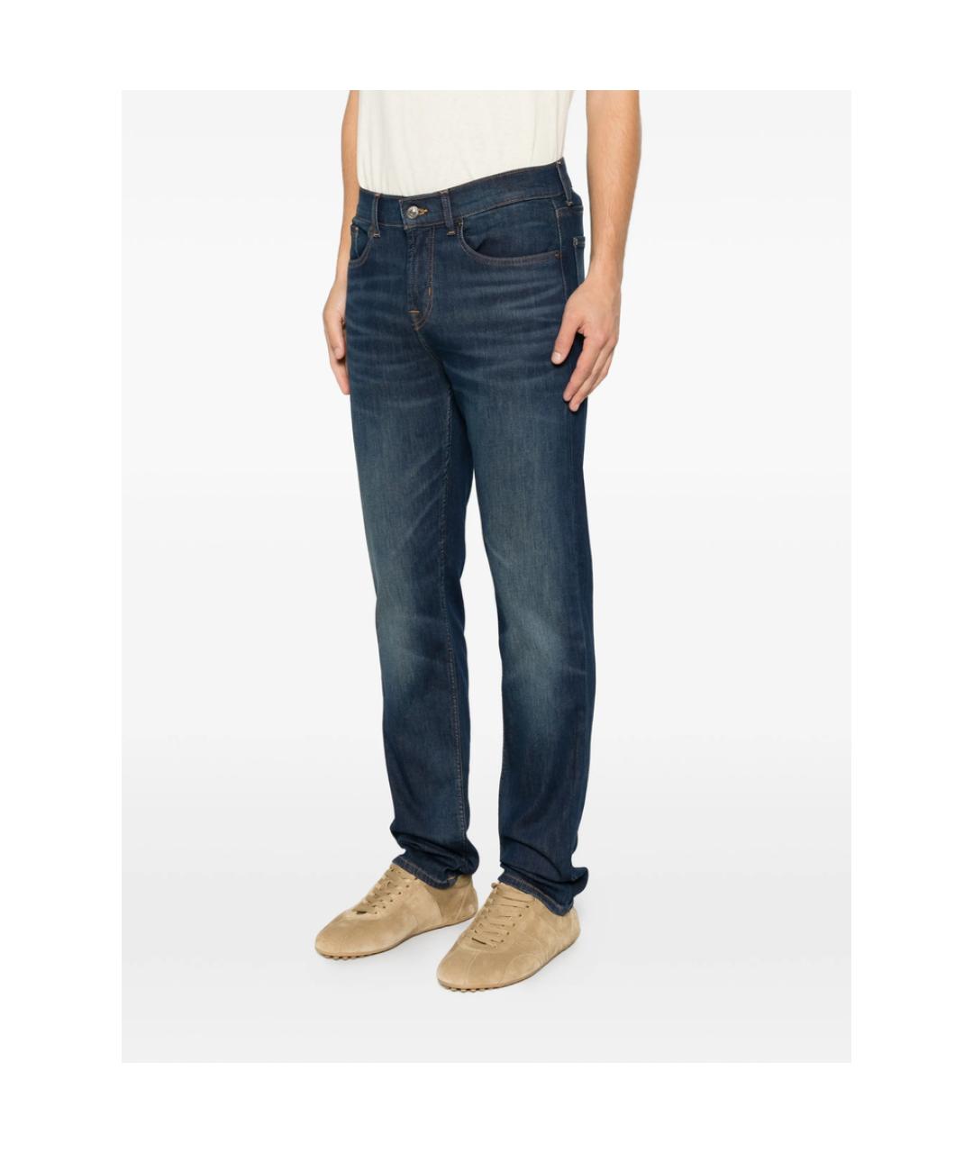 7 FOR ALL MANKIND Синие хлопковые прямые джинсы, фото 2