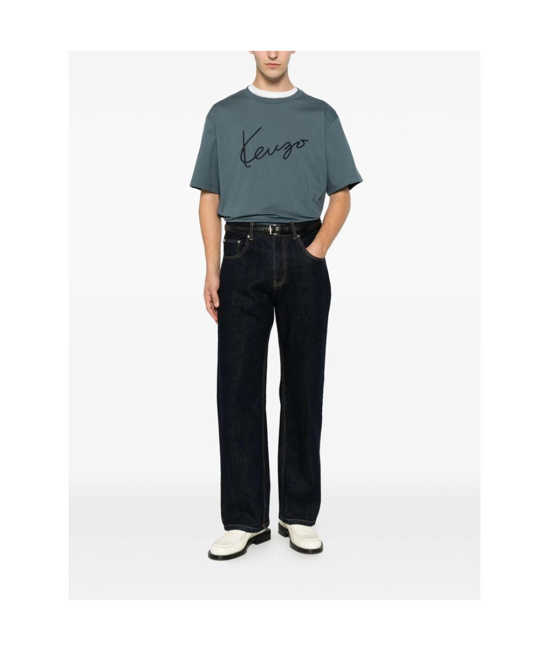 KENZO Синяя хлопковая футболка, фото 2