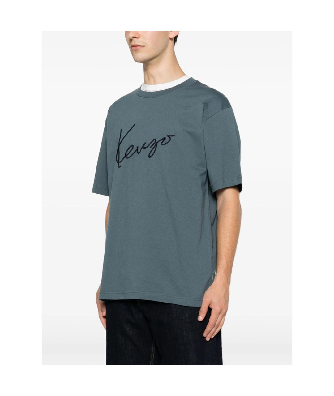 KENZO Синяя хлопковая футболка, фото 3
